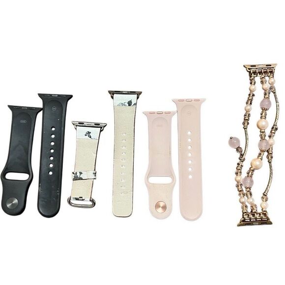Bundle (4) Apple Watch bands 38 mm pink/ black/ floral/ beaded - Picture 5 of 6